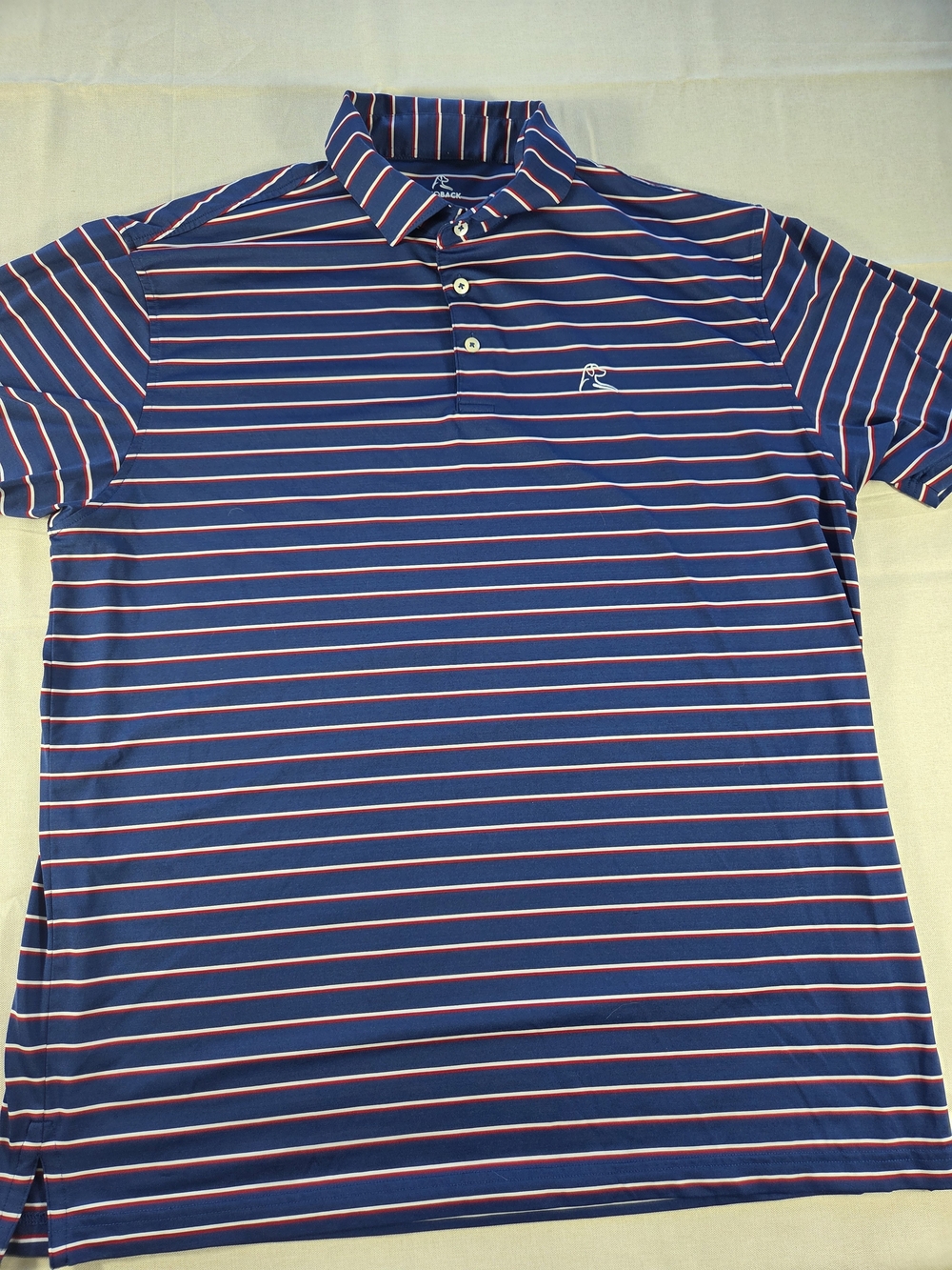 Rhoback XL Performance Golf Polo Blue Red White Stripe